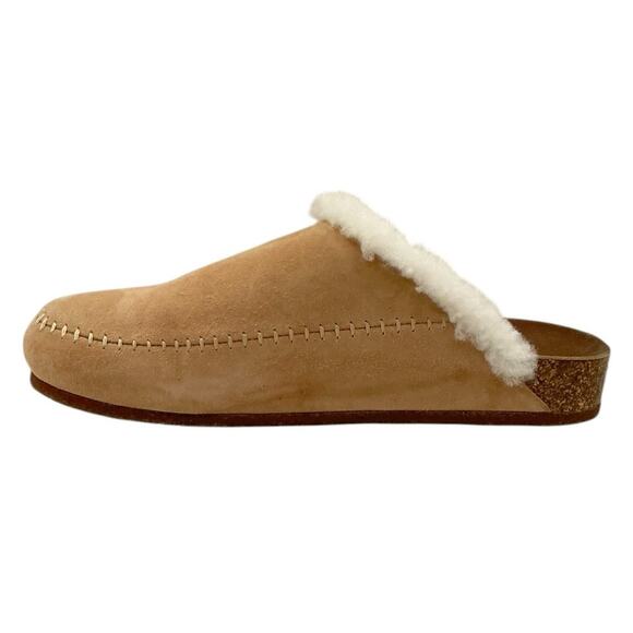 Jenni Kayne Shearling-Lined Moc Clog Natural Suede Slippers Size 38 Italy 8 US - Picture 5 of 15